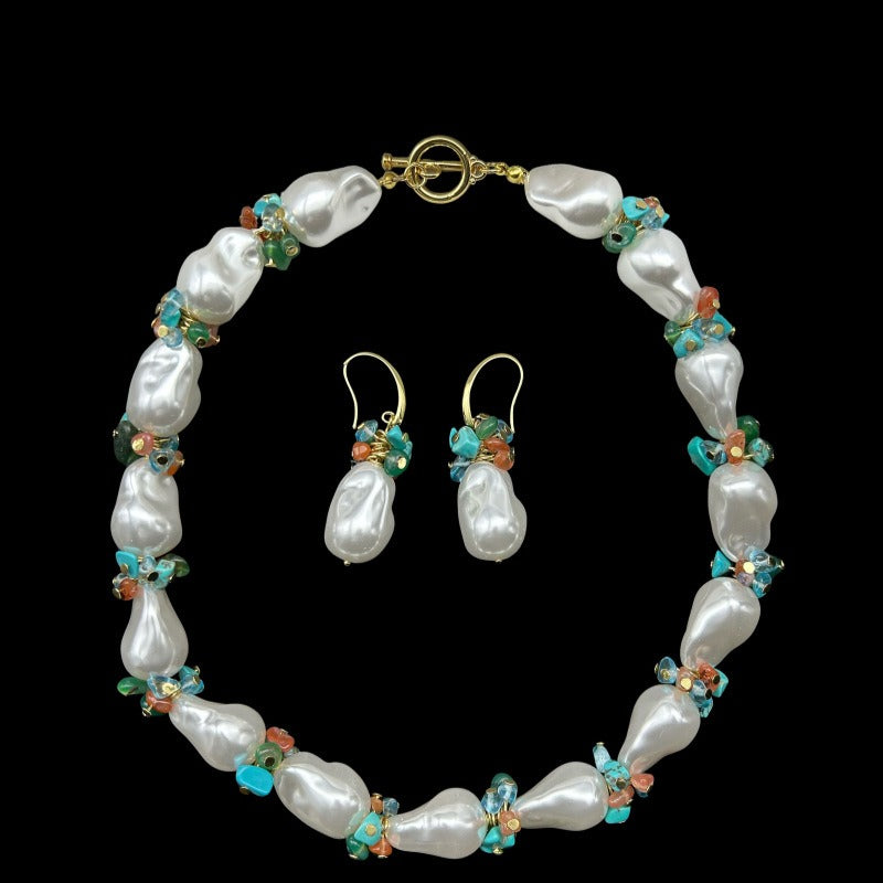 Versatile Pearl Necklace and Pearl Stud Earring Set