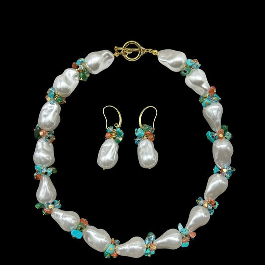 Versatile Pearl Necklace and Pearl Stud Earring Set