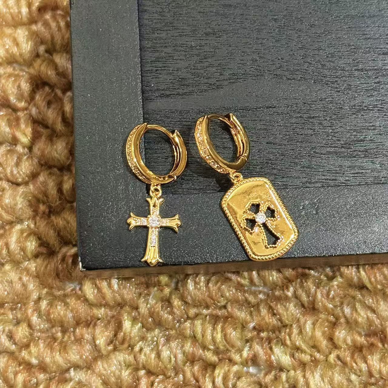 Vintage Gold Cross Hoop Earrings for Women | Christian Dangle Earrings | Faith Jewelry | LEILR