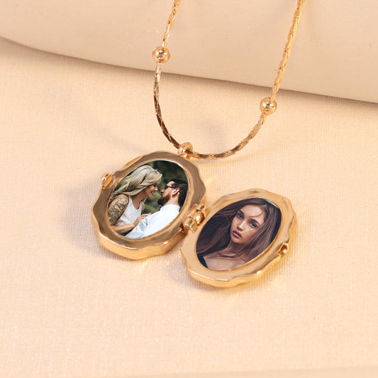 Custom Double Photo Locket Necklace – Personalized Picture Pendant Jewelry for Couples, Family & Loved Ones