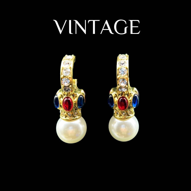 Full-Set Contrasting Enamel Versatile, Elegant, and Fashionable Pearl Necklace and Earring Set