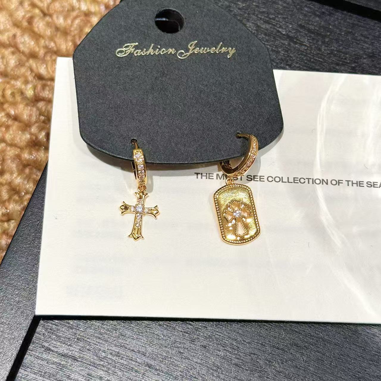 Vintage Gold Cross Hoop Earrings for Women | Christian Dangle Earrings | Faith Jewelry | LEILR